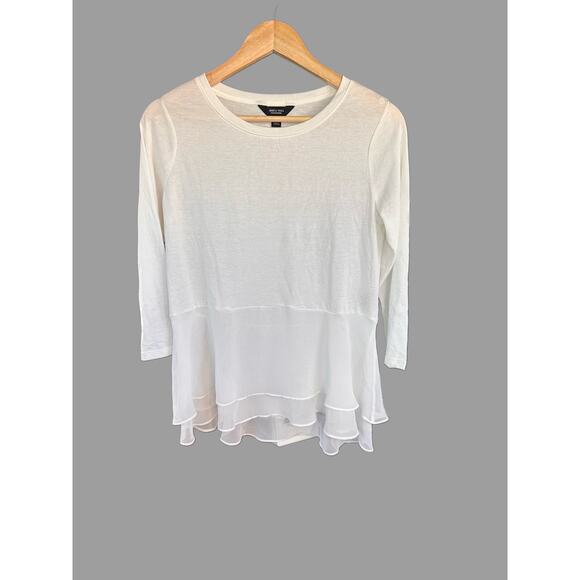 VERA WANG Women's White Flowy Blouse - Picture 1 of 6